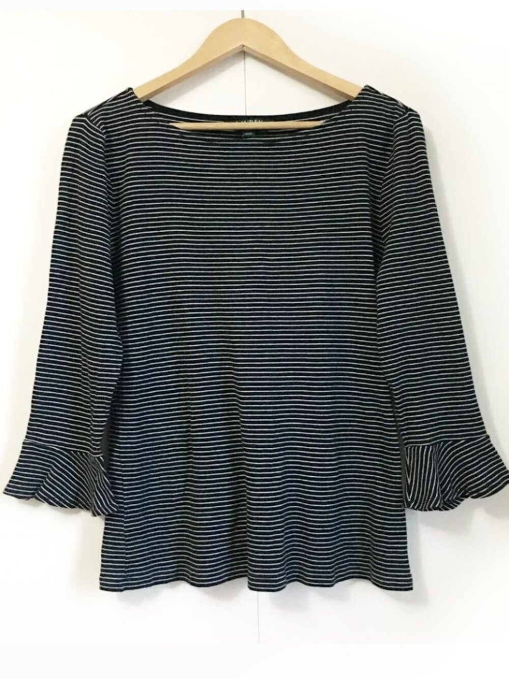 French Girl Dollette B&W Striped Flare Sleeve 100% Cotton Top - XL